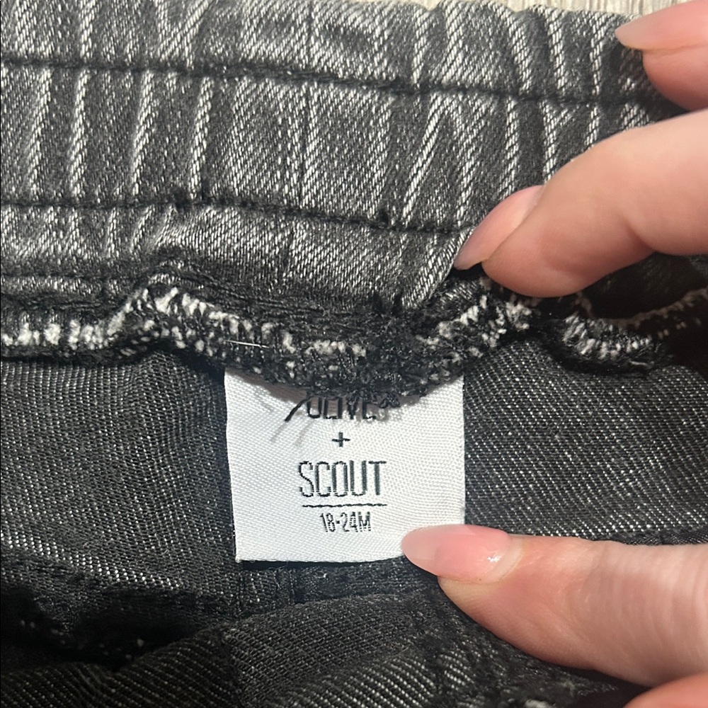 Olive and Scout Charcoal Distressed Kids Shorts - Picture 2 of 3